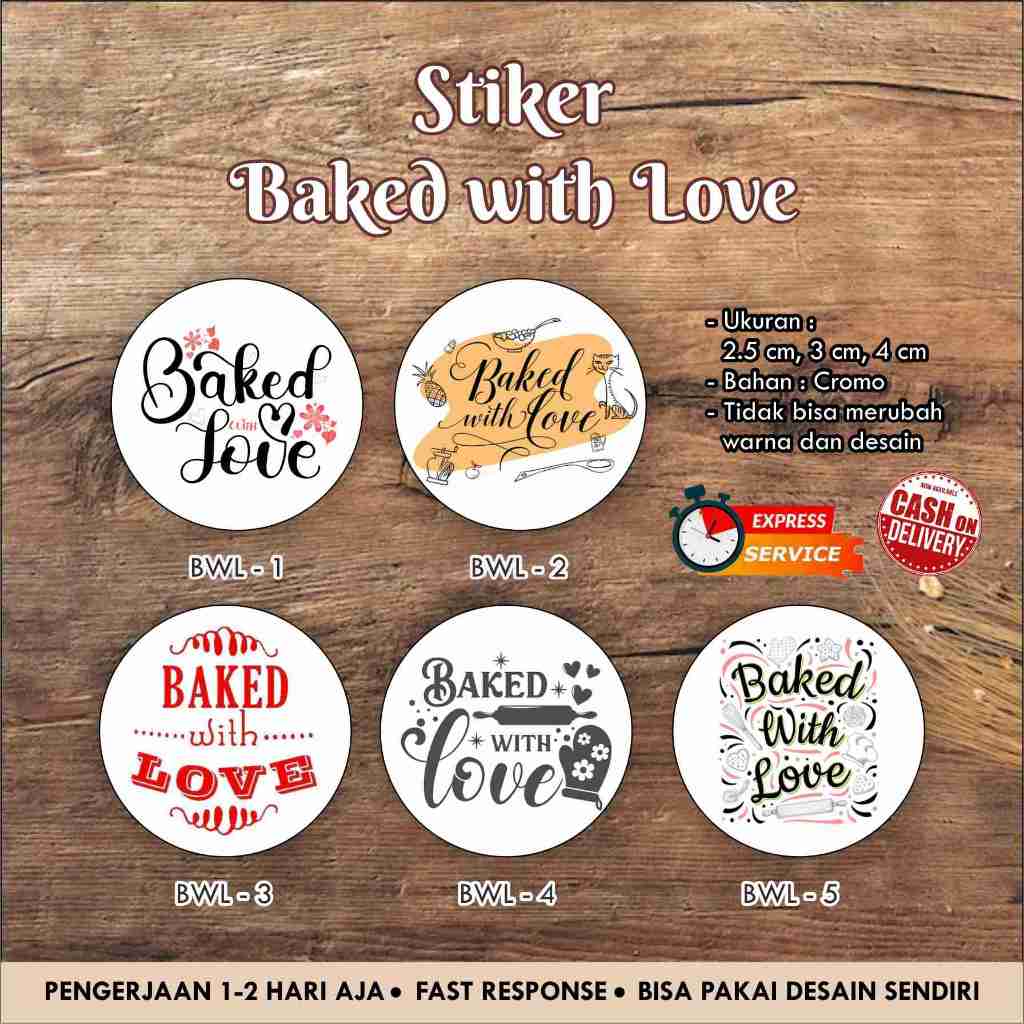 

Stiker Baked with love Cromo / stiker bulat