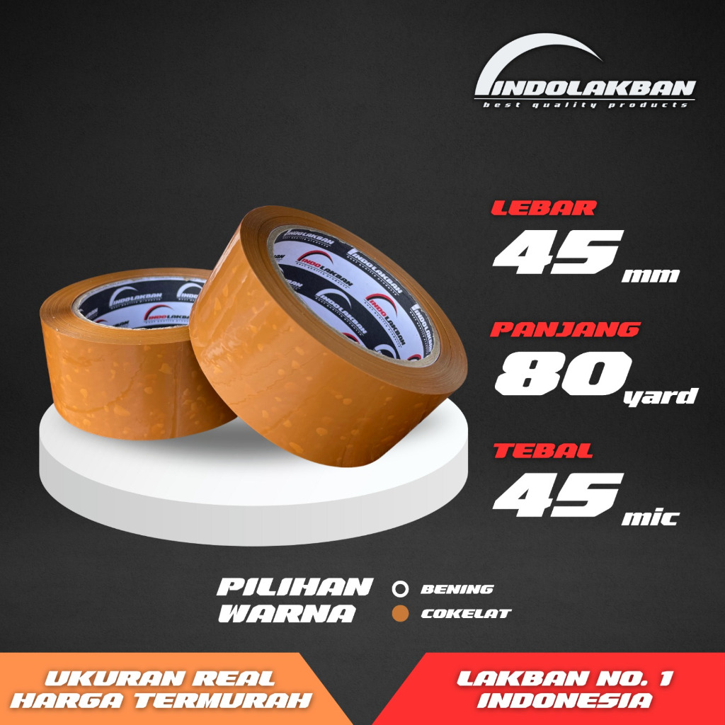 

( PER SLOP ) INDOLAKBAN LAKBAN COKLAT 2 INCH 80 YARD 45 MICRON / 73 M - Harga Pabrik / Harga Grosir