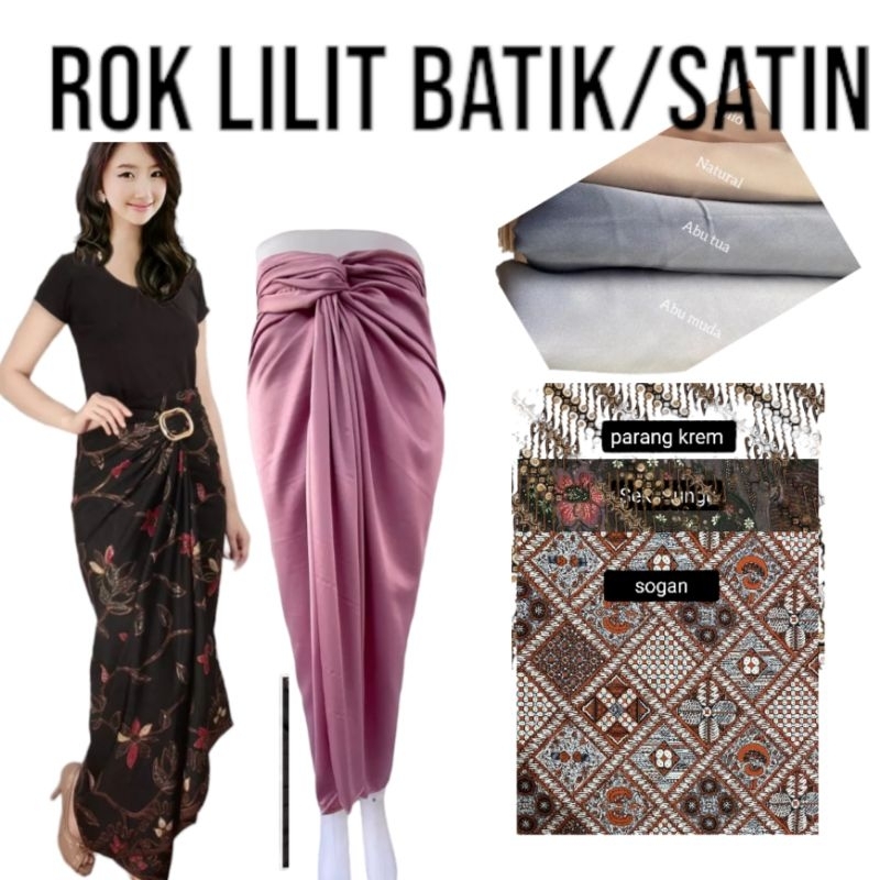 AZ BISA COD Rok Batik Satin Tradisional Bali Jawa Kebaya Kondangan Pesta Resepsi Wisuda  Lilit Panja
