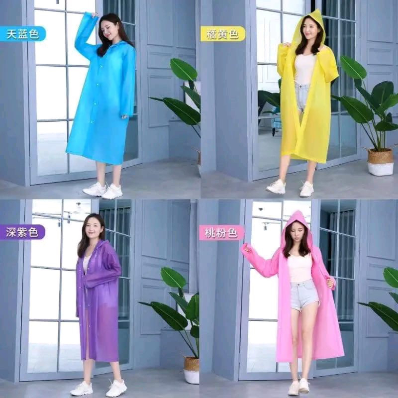 Jas Hujan EVA Korea / Mantel Dewasa Pria Wanita / Mantol Ponco Terusan Plastik Tebal Transparan Jas 