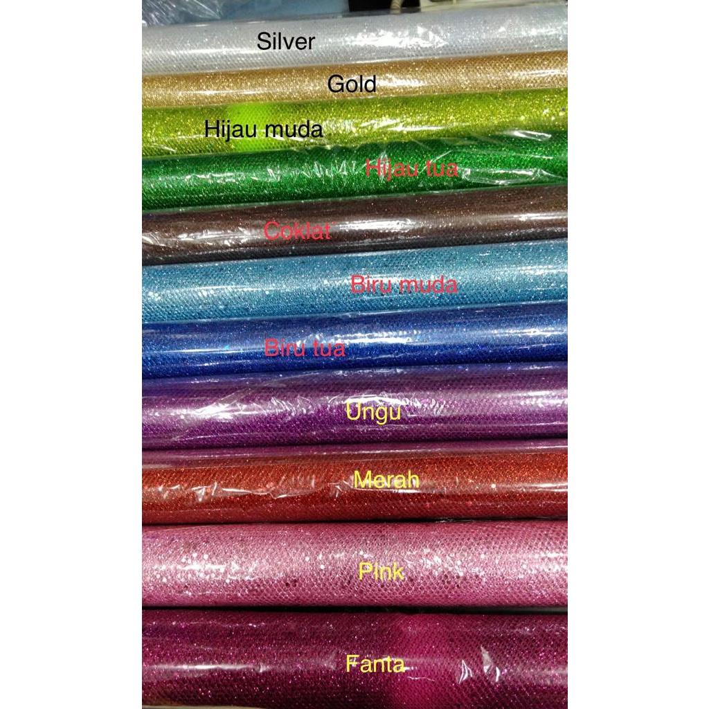 

Kain Jala glitter wrapping paper berglitter per ROL 4.5 meter