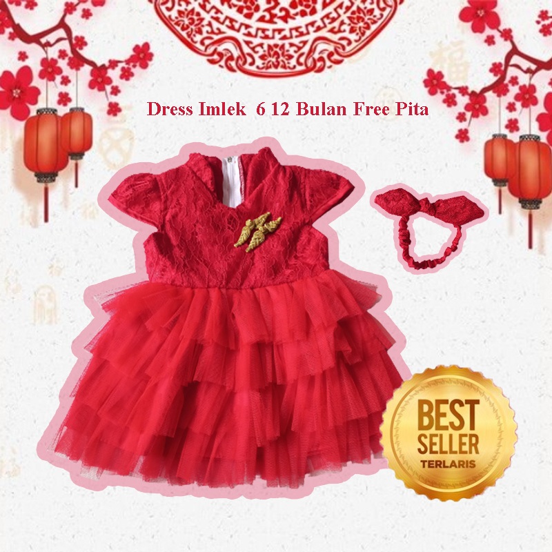 Dress Gaun Cheongsam Sanghai Bayi 0 6 Bulan Baju IMLEK Anak Perempuan Terlaris Model Chinese NEW YEA
