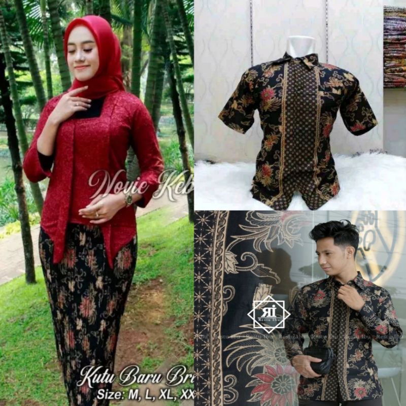 Setelan Baju Kebaya Pasangan Couple Tunangan Kondangan / Set Kebaya Kutu Baru Modern / Atasan Kebaya