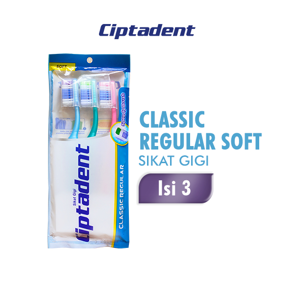 Ciptadent Sikat Gigi Classic Regular Soft Pack Isi 3 Pcs
