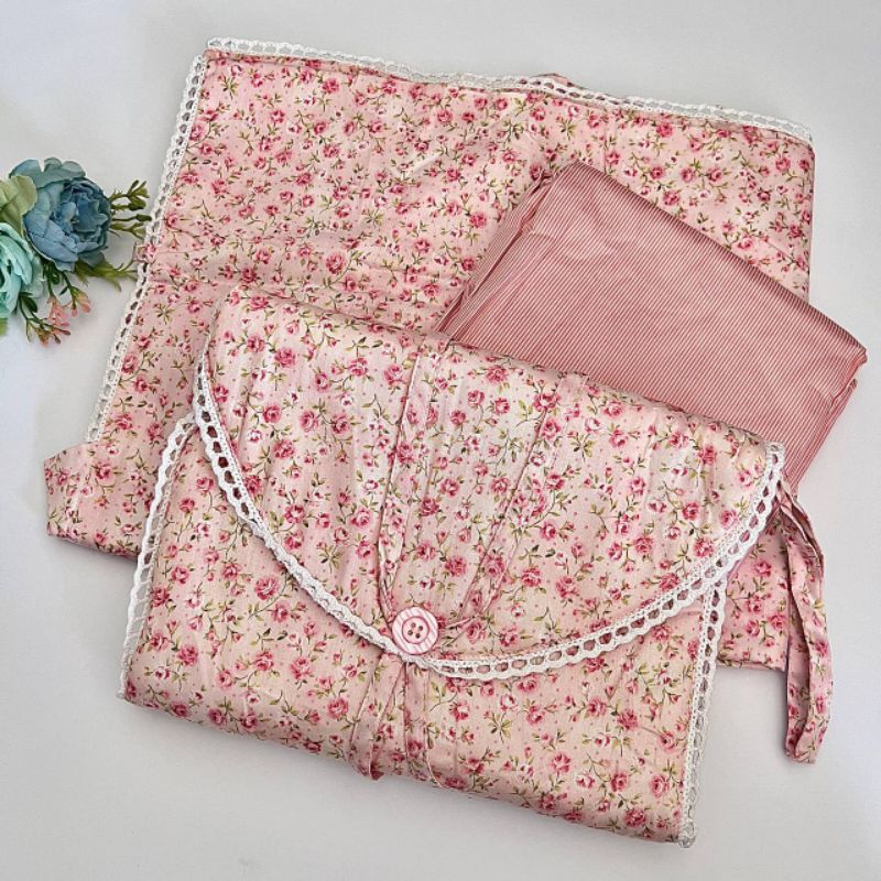 Mukena Katun Jepang Zlassica Pocket Florist Dustypink