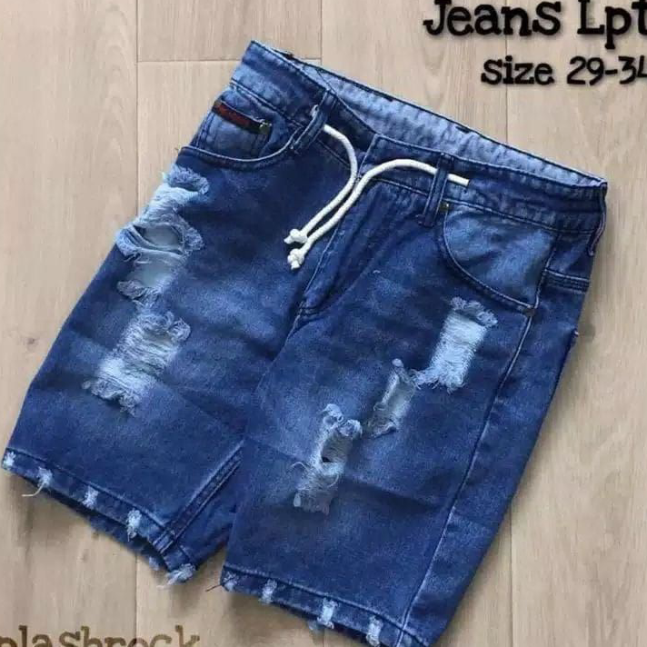 PROMO BESAR CELANA PENDEK JEANS SOBEK TALI KOLOR RAWIS/CELANA DISTRO PRIA RAWIS
