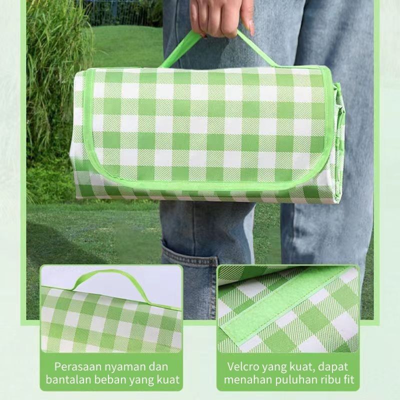 TIKAR PIKNIK LIPAT WATERPROOF TIKAR PANTAI PREMIUM 200 CM X 200 CM