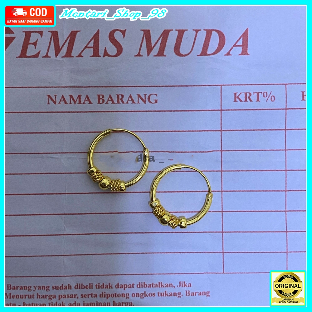 Anting emas asli 24k kadar emas mudah free surat toko