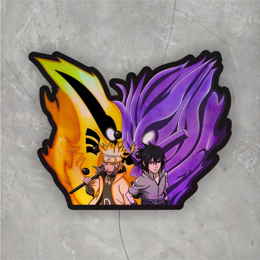 Sticker Anime Hologram Naruto X Sasuke ukuran +- 7 cm sticker case hp laptop dll