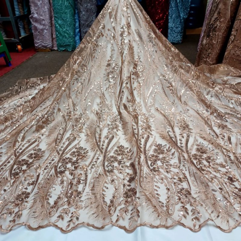 kain tile spenggell bordir / tile premium / tile lembut / kebaya tile bordir / seragam tile bordir