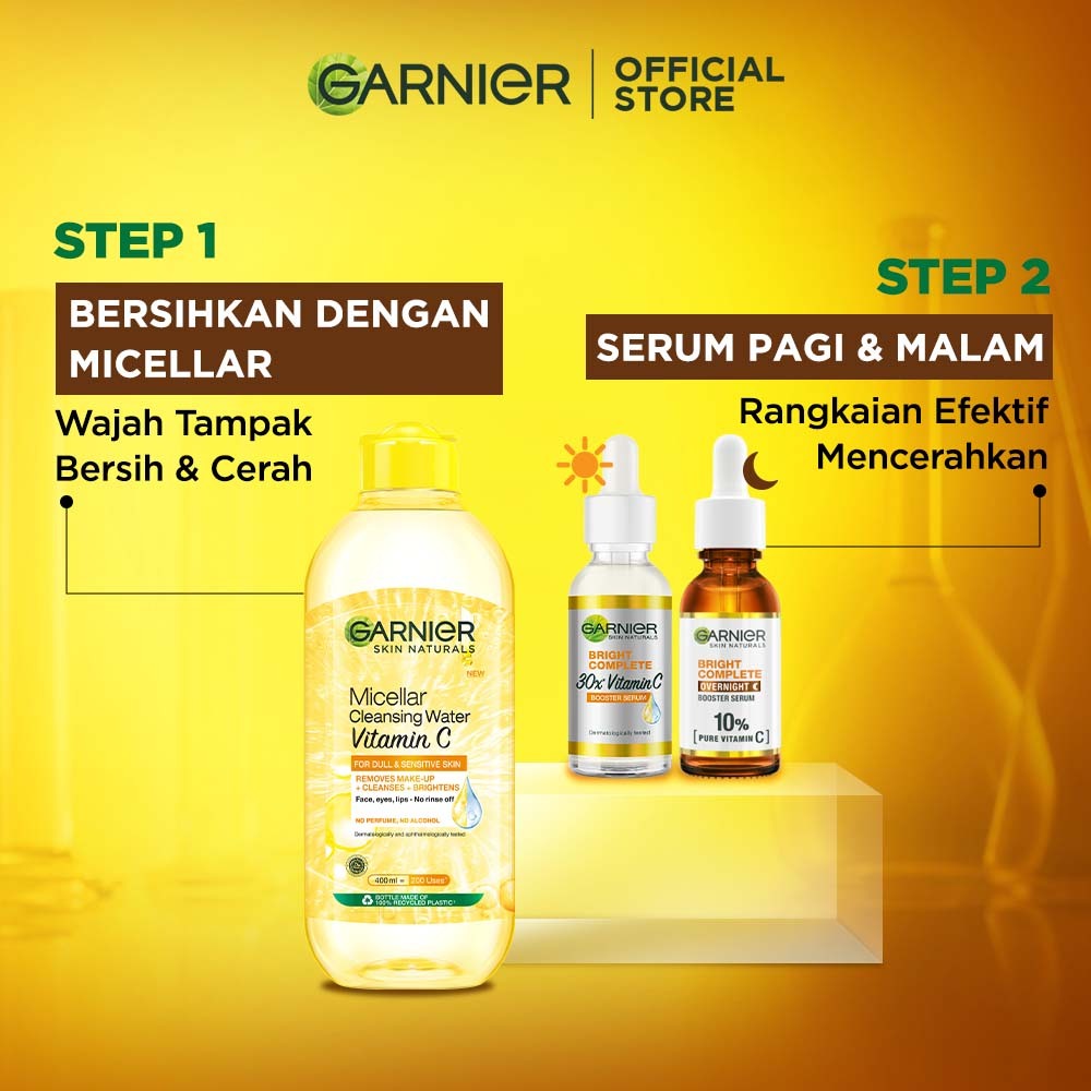 Garnier 2-Step Vitamin C Day &amp; Night Kit Micellar Vitamin C 400 ml + Bright Complete Serum 30 ml + Overnight Serum 30ml