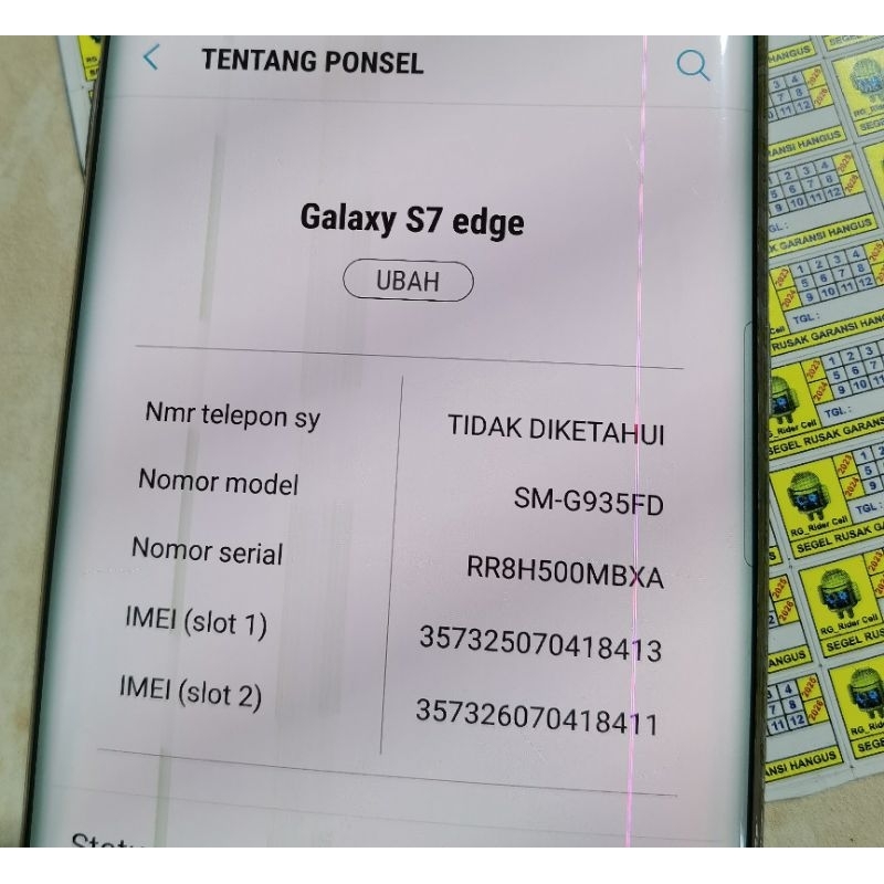 mesin only samsung s7 edge DUAL SIM normal bebas pola belum serpisan