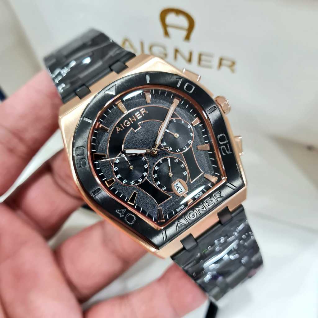 JAM TANGAN AIGNER PALERMO A100304GF CHRONO TANGGAL AKTIF