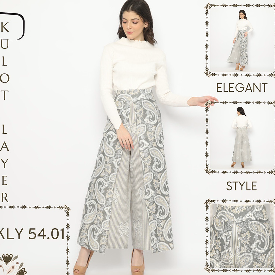 ➦✫✢ celana Kulot batik Layer Lawasan Batik Celana Tumpuk Kerja Kantoran Bawahan Kebaya Sogan Genes K