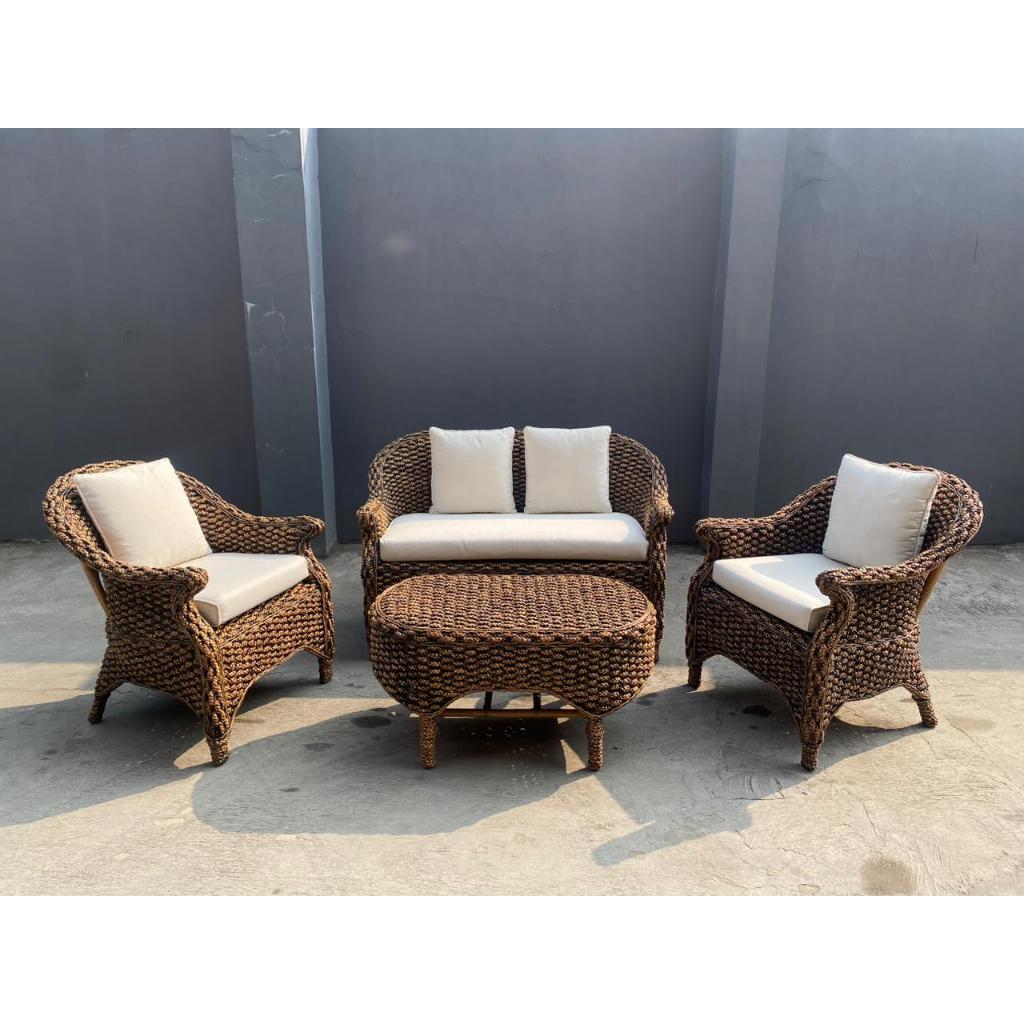 [ SOFA ROTAN MURAH ] Kursi Tamu Rotan Murah Full Sets / Kursi Dhanee Set Warna Brown / Kursi Tamu Dh