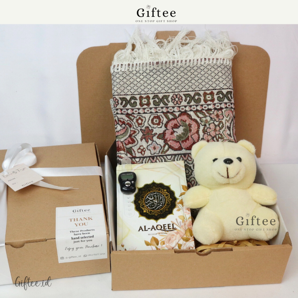 FREE ONGKIR HAMPERS CEWEK HIJAB LATIFA KADO HADIAH GIFT SET ULANG TAHUN WISUDA ALQURAN SAJADAH