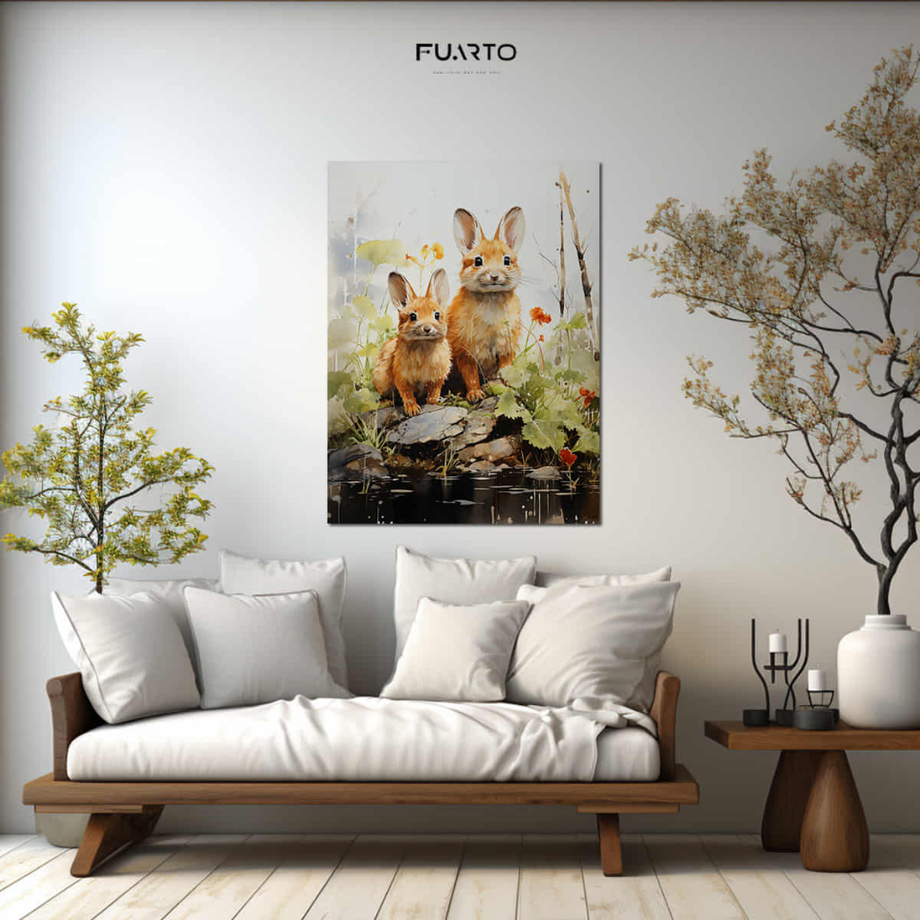 Pajangan Hiasan Dinding Wall Decor Kayu Gambar Kelinci GB 30x40 12R