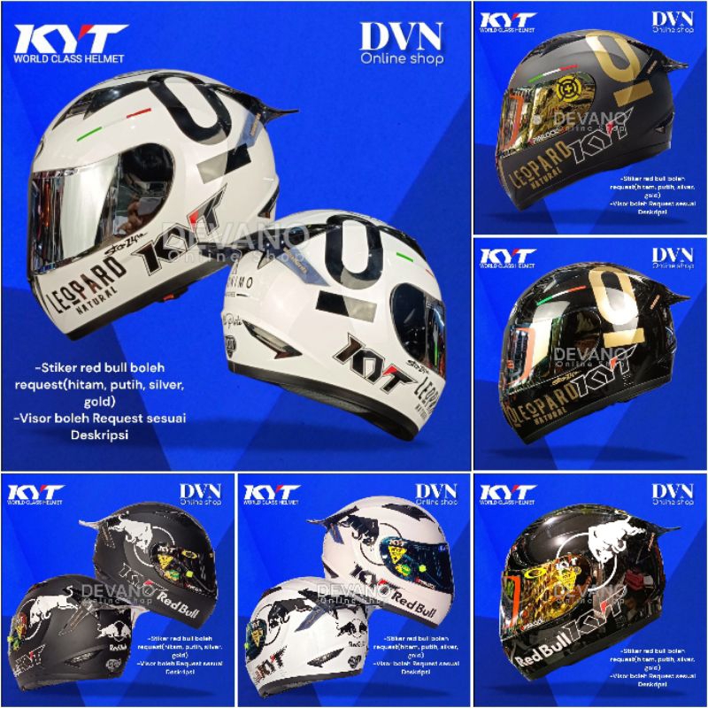 HELM KYT R10 LEOPARD REDBULL PAKET GANTENG