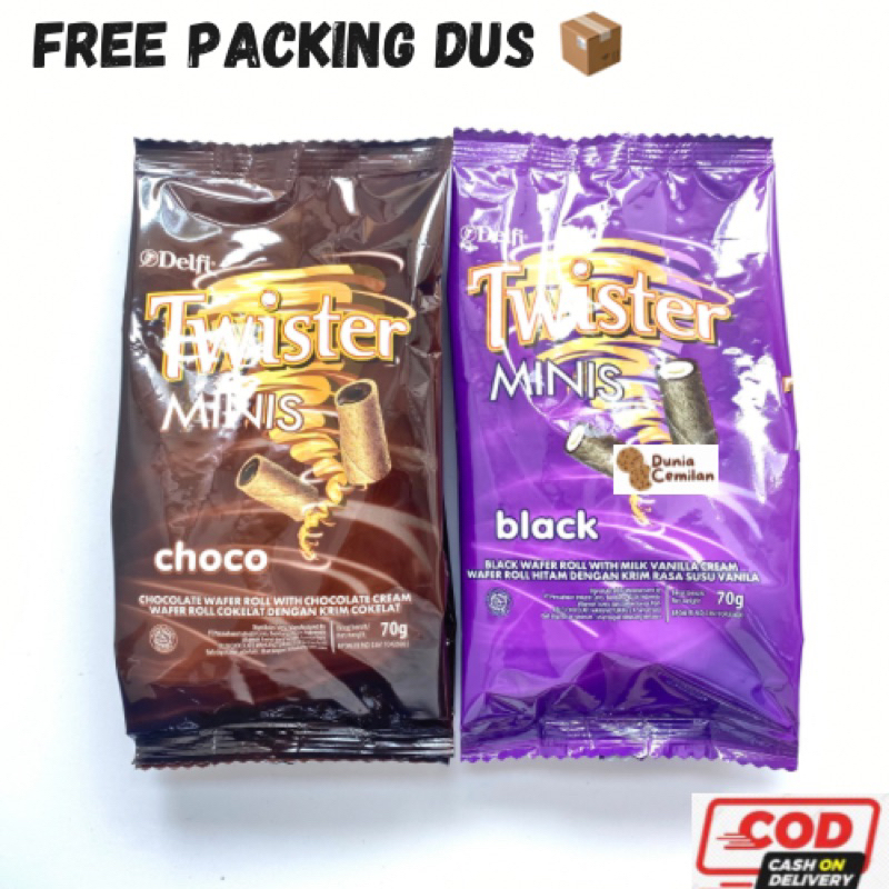 

[TERMURAH!] Delfi Twister Thins Pouch 70gr - Wafer Coklat Roll Kemasan Pouch