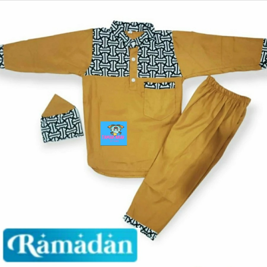[PREMIUM] SETELAN BAJU KOKO ANAK LENGAN PANJANG MOTIF LEBAH  KEKINIAN UNTUK USIA 1-10 TAHUN