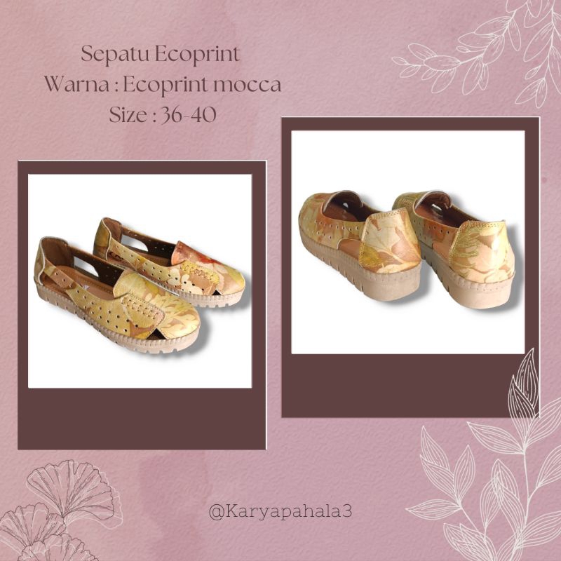 Sepatu Wanita motif Ecoprint Kulit Asli • Karya Pahala 3 •