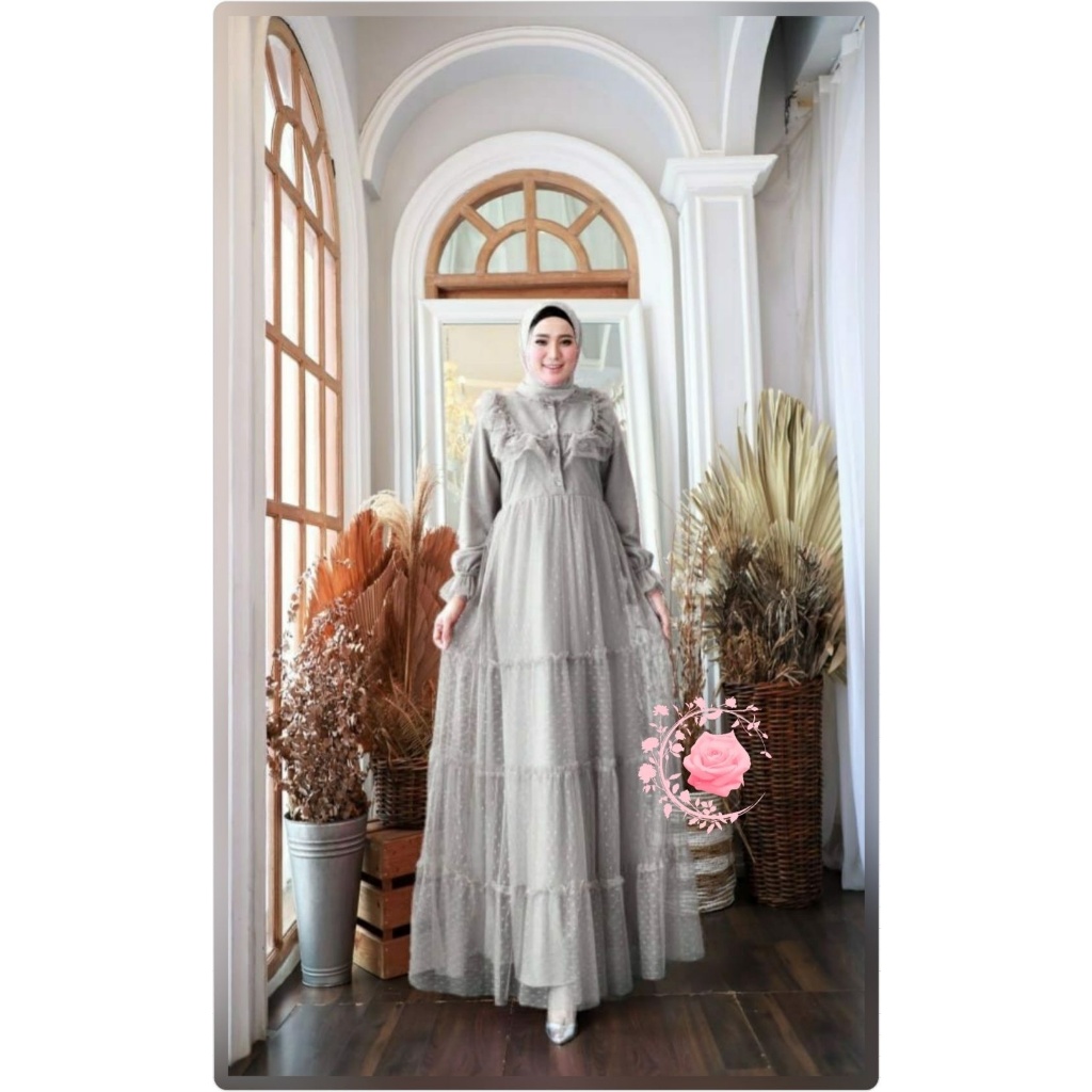 Gamis Wanita Maxi Melodi Matt Tile Dot Mewah