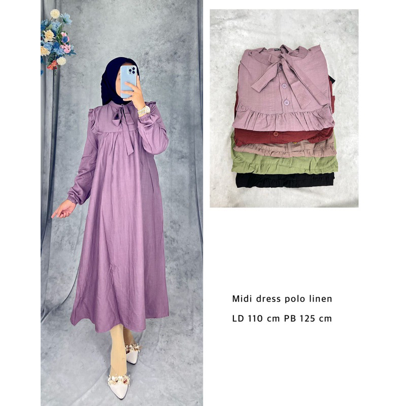 GAMIS LINEN MIDI POLO✨