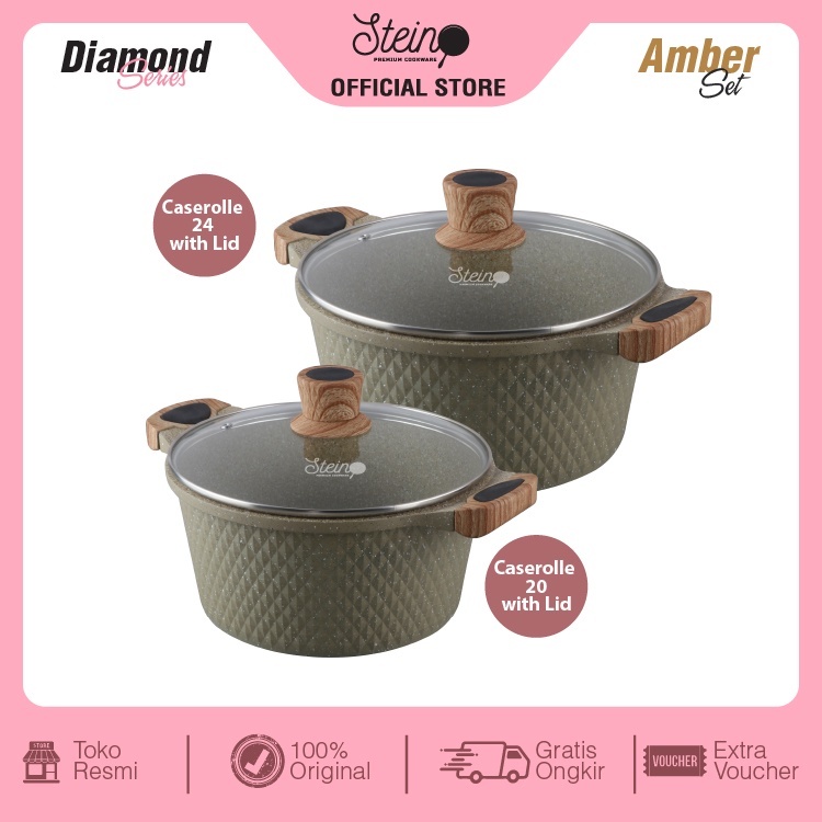 STEIN Cookware AMBER Set Granite Diamond Series Casserole 20 & 24 cm