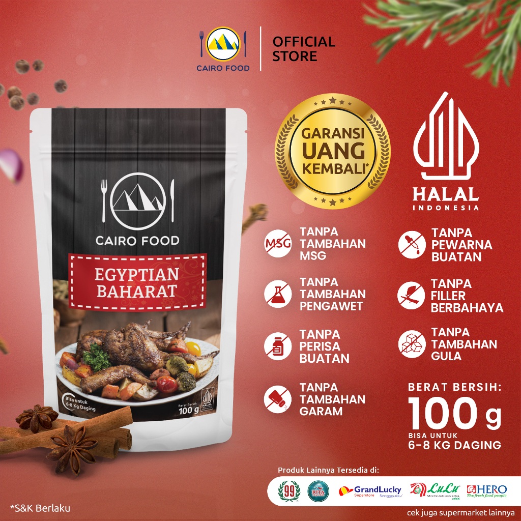 

Bumbu Egyptian Baharat Sehat – Tanpa MSG, 100% Rempah Murni | Cairo Food - 100 Gram
