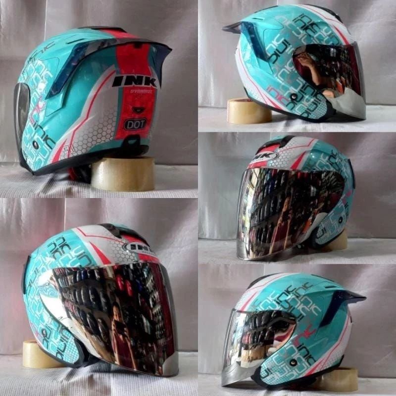 HELM INK DYNAMIC #4 BLUE/AQUA PAKET GANTENG