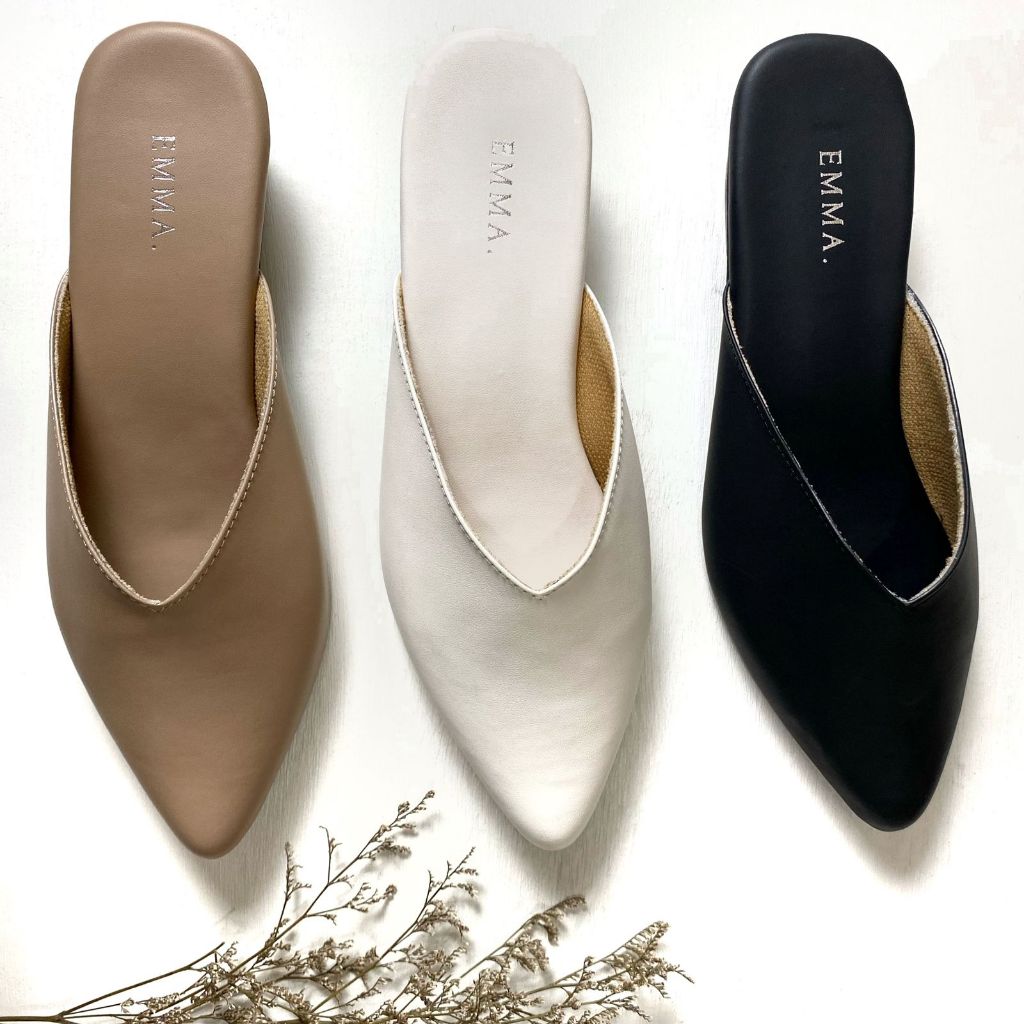 EMMA - Olla mules wanita hak 3cm 36 - 44 BigSize-jumbo sepatu wanita BigSize-jumbo flatshoes BigSize