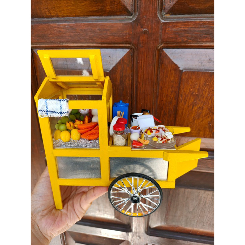 Miniatur Gerobak Rujak Manis dan Buah Potong