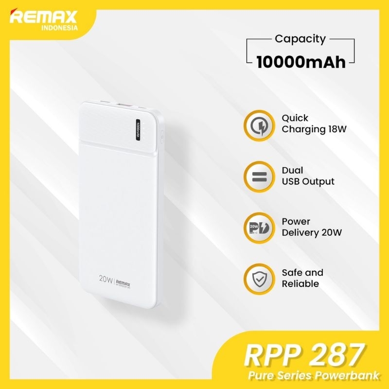 POWERBANK REMAX FAST CHARGING RPP 287 10.000MAH PD +QC