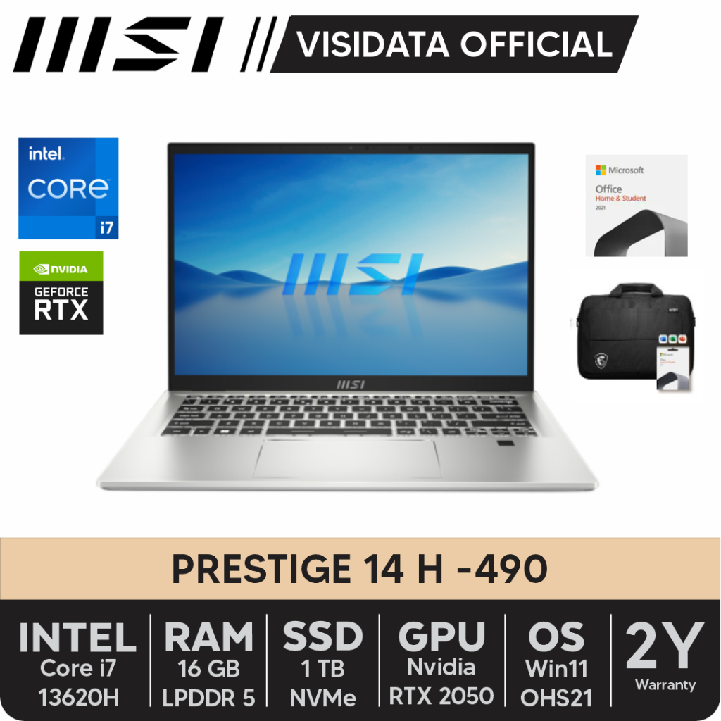 MSI Prestige 14H-490 Intel i7-13620H 16GB 1TB RTX2050 14”FHD OHS W11