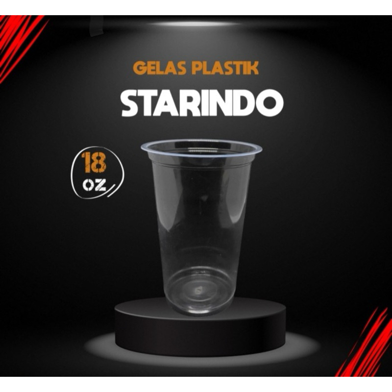 cup 18 oz oval datar gelas 18oz starindo tebal