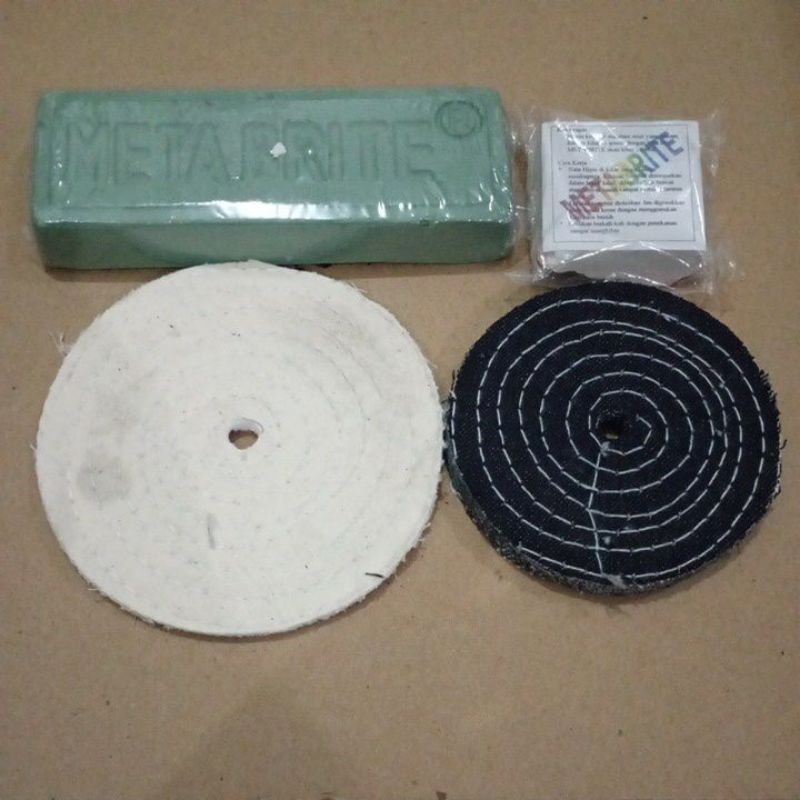 4J5TMPH250 paket batu hijau Metabrite 250 gr mini tahap akhir kain poles 4 in jean 10 mm dan kain po