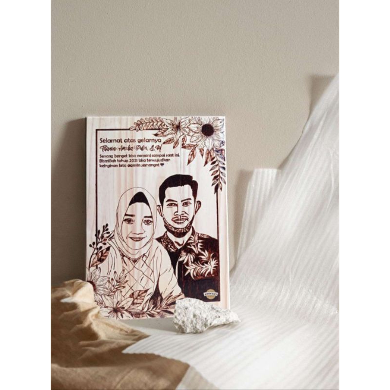 Lukisan Bakar Pyrography Jati Belanda