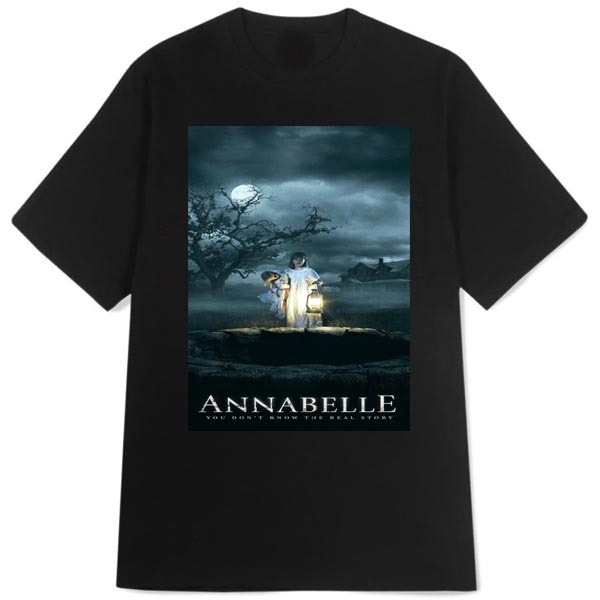 Kaos Annabelle Doll Horror Tshirt Unisex Casual Bahan 100% Cotton Black T-SHIRT