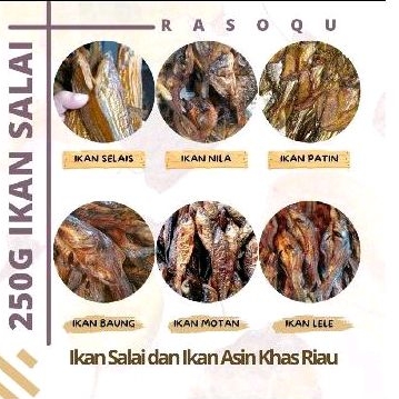 

250g Ikan salai asap khas riau, sale selais, lais, baung, motan, patin, lele, gabus, nila, Rasoqu