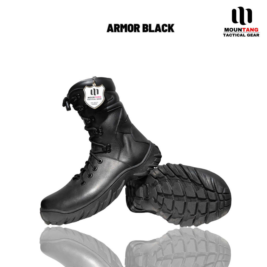 Sepatu pdl polri tni terbaru bahan Kulit Asli Pria Wanita Armor Black Mountang Tactical Gear MTG001