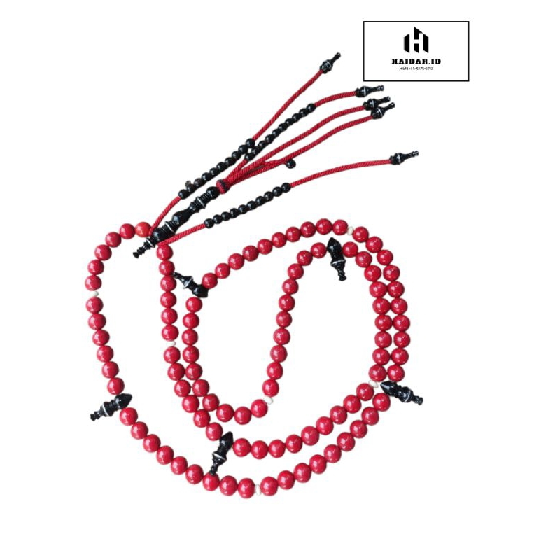 Tasbih TIJANI RED CORAL MARJAN - Jumbo - 14mm
