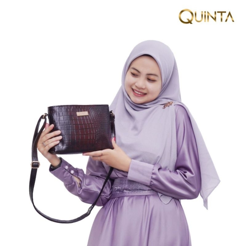 NAZILLA Slingbag by Quinta Tas wanita bahan Croco Exclusive, Mewah, Lentur & Tebal