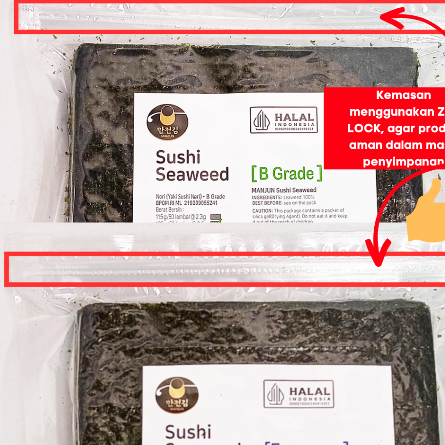 

➽✤★ Manjun Seaweed Sushi Nori 50 Lembar Halal - varian Economy Medium Premium - Rumput Laut