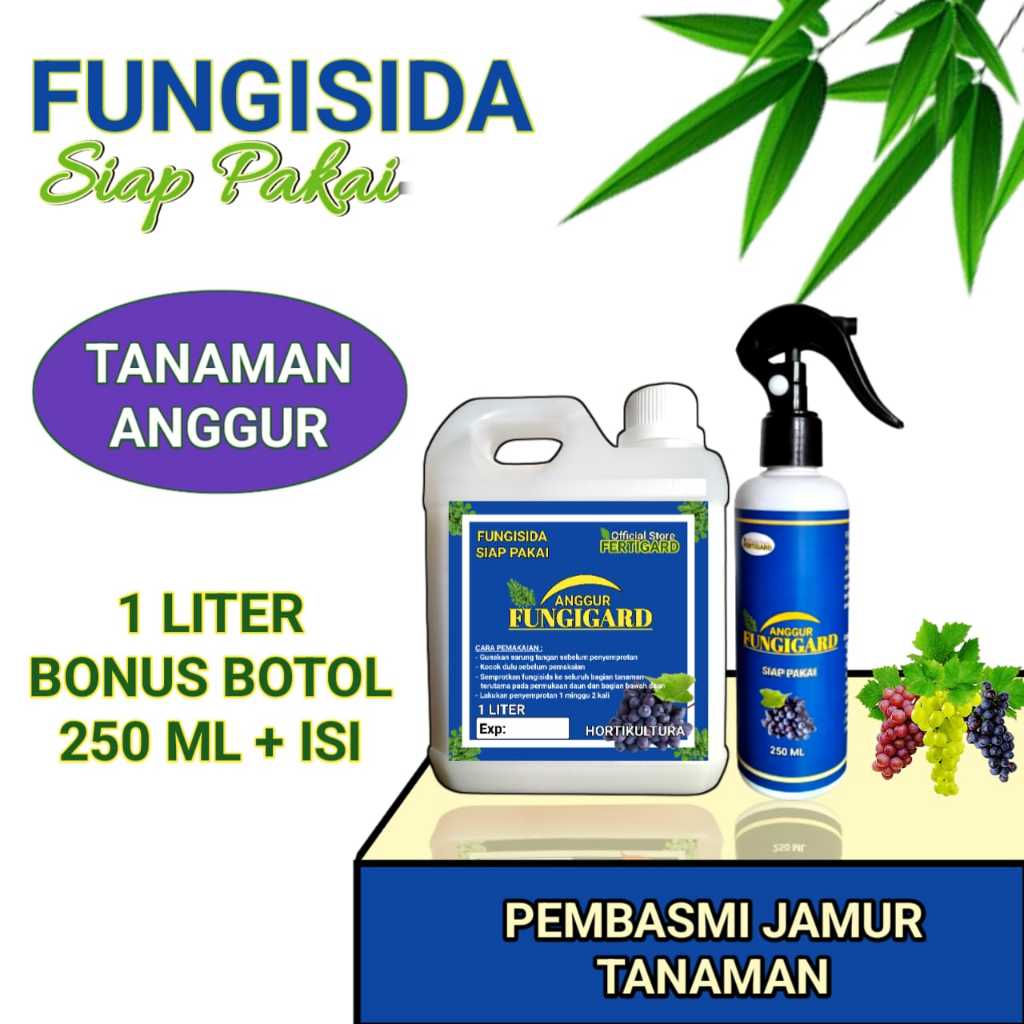 Fungisida pembasmi jamur tanaman anggur siap pakai kemasan 1 liter bonus botol 250 ml plus isi