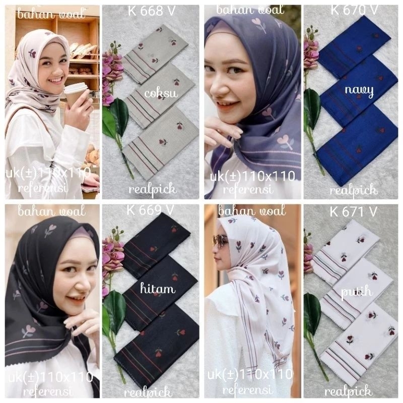 Kerudung Segiempat Denai Voal Motif Premium Terbaru