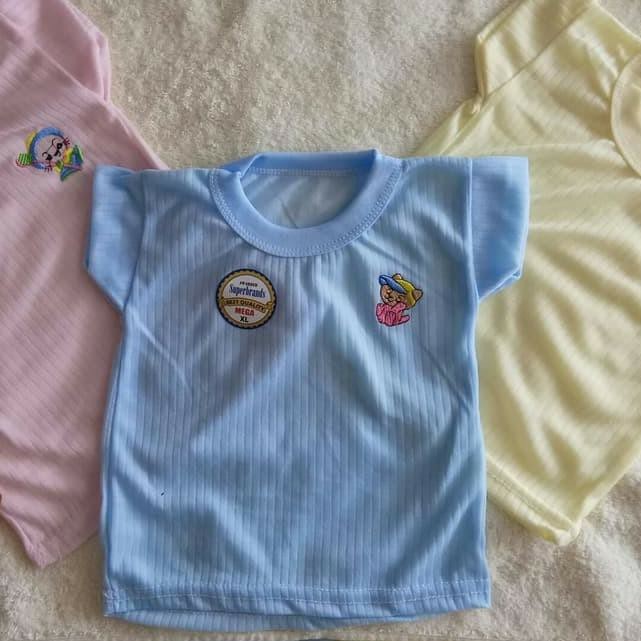 1 LUSIN (12 pcs) Oblong Bayi Salur SNI - Atasan Baju Bayi Murah - Oblong Mega