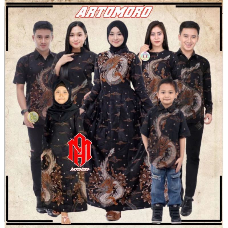 Batik Couple Keluarga Sania Ruffle Ori Ndoro Jowi DNT TERMURAH SHOPEE - Motif Naga Besar