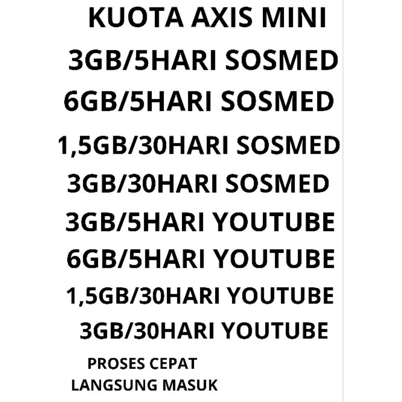 ISI ULANG PAKET DATA KUOTA AXIS SOSMED YOUTUBE