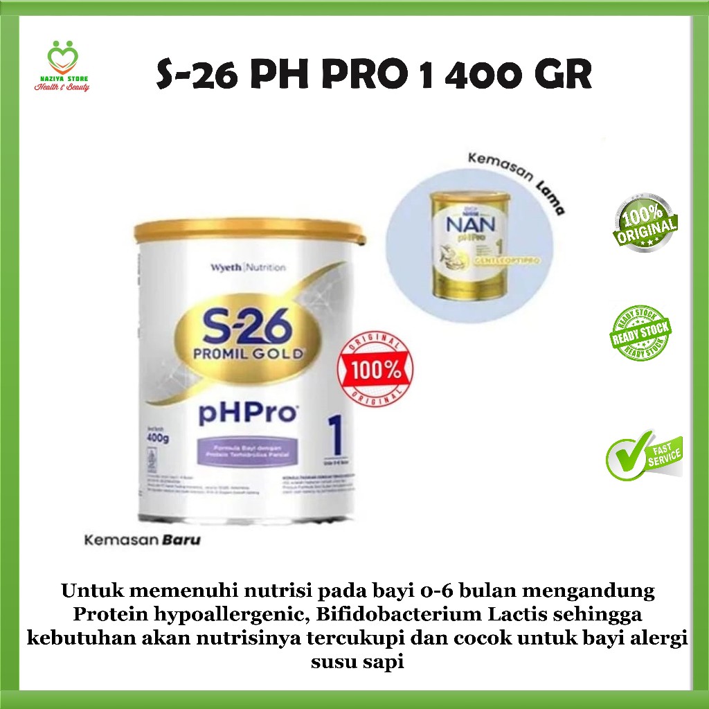 NAN pH Pro 1 S-26 pH Pro 1 Susu Formula Bayi Usia 0-6 Bulan 400 GR (KEMASAN BARU NAN PH PRO 1)