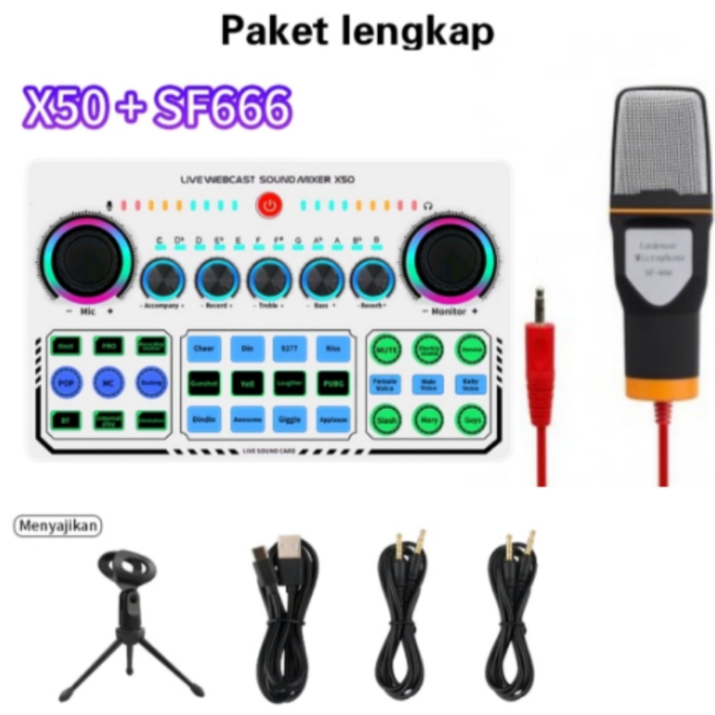 Paket SF666 Mikrofon Kondenser Studio Mic Condenser Rekaman Youtuber Podcast Live Streaming